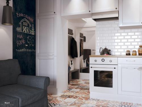 Скандинавский интерьер студии 26 кв. 03