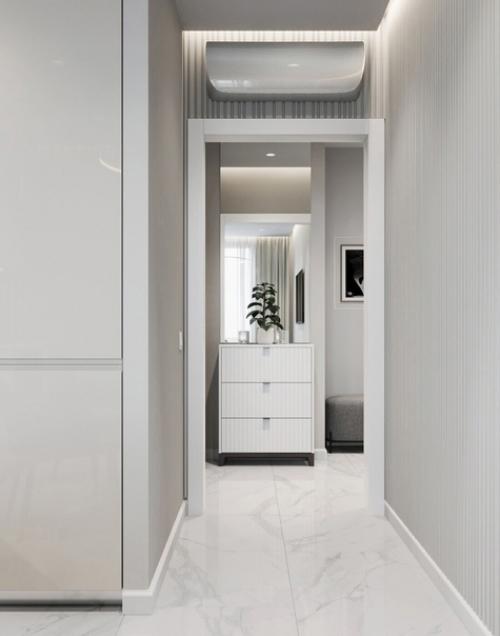 Классический пример современного интерьера в нейтральных светло-серых оттенках. 09