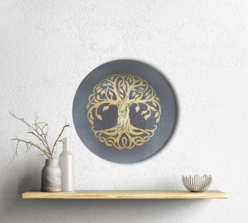 Абстрактная интерьерная картина золотое дерево жизни. 05