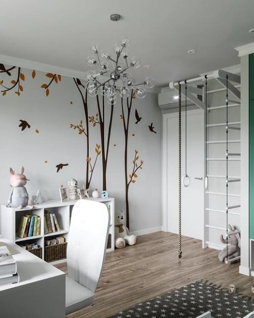 Те, кто любит яркие цвета в детской комнате точно не оценят этот проект. 02