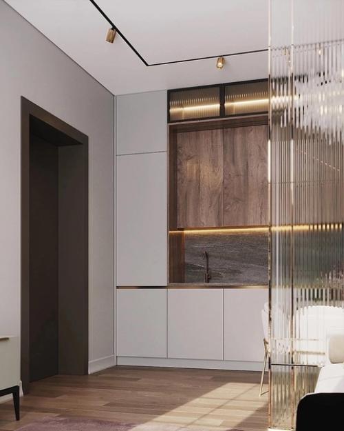 Элегантный интерьер кухни - гостиной в Москве. 05