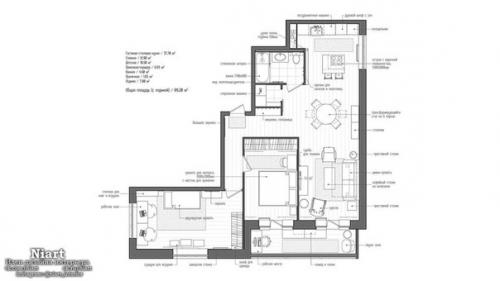 Дизайн интерьера квартиры 85 кв. 07