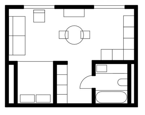 Интерьер квартиры - студии 33 кв. 09