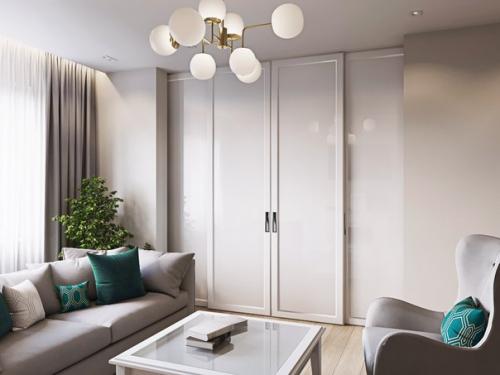 Гостиная - кухня Блеск Изумруда в двухкомнатной квартире. 01