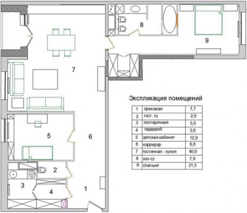 Яркая квартира молодожёнов в Пирогово. 09