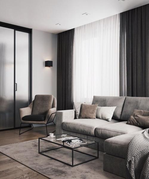 Стильный дизайн гостиной и кухни. 02