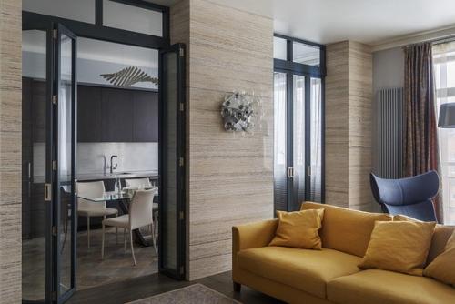 Сдержанный, лаконичный и в тоже время очень функциональный интерьер представлен на этих 115 кв. 04