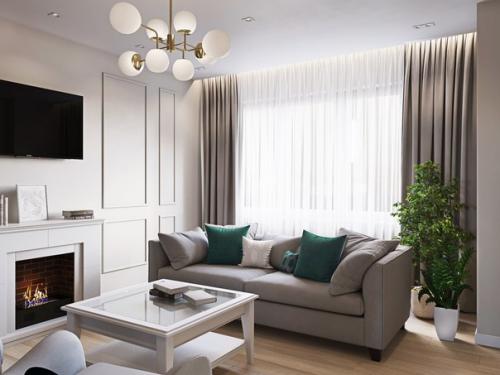 Гостиная - кухня Блеск Изумруда в двухкомнатной квартире. 02