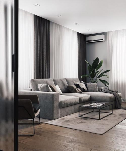 Стильный дизайн гостиной и кухни. 05