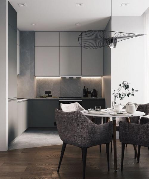 Стильный дизайн гостиной и кухни. 07