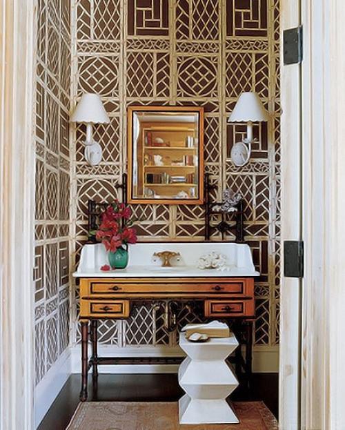 Интерьерный тренд: обои в ванной комнате и гостевом санузле. 07