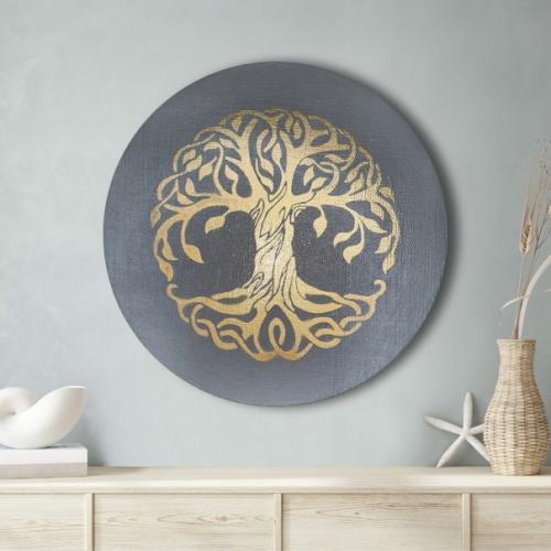 Абстрактная интерьерная картина золотое дерево жизни. 02