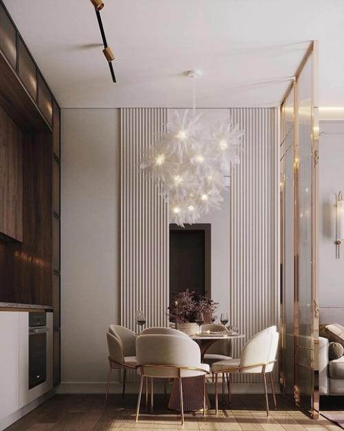 Элегантный интерьер кухни - гостиной в Москве. 06