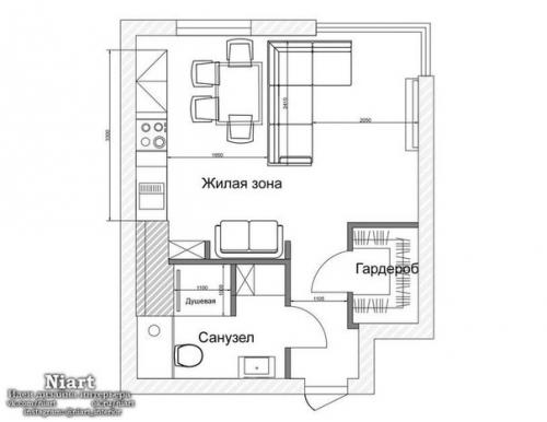 Проект маленькой квартиры - студии 30 кв. 07