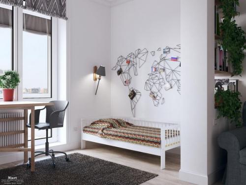 Скандинавский интерьер студии 26 кв. 06