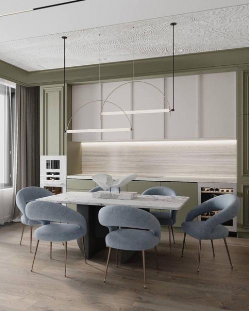 Для оформления интерьера Кухни - Гостиной лучше использовать светлые тона, такие как бежевый или серый в сочетании с белым цветом. 06