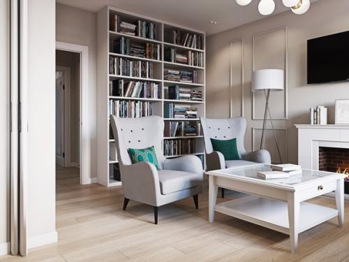 Гостиная - кухня Блеск Изумруда в двухкомнатной квартире. 04