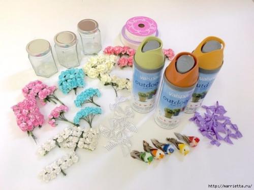 Декорирование баночек кружевом и лентами. 01