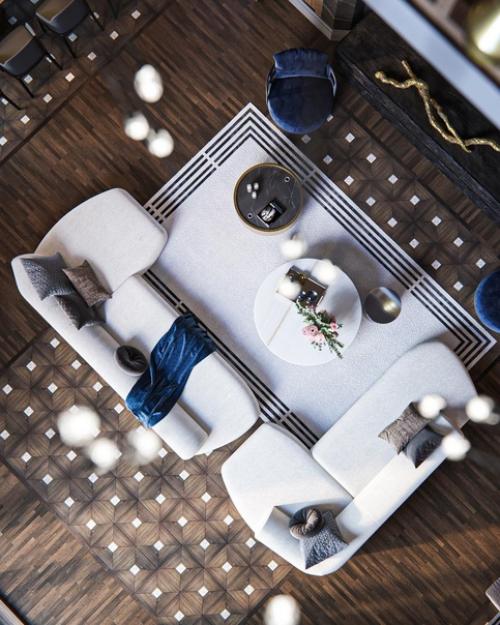 Интерьер гостиной в загородном доме в стиле неоклассика с элементами викторианского стиля. 03