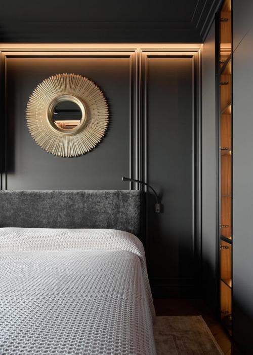 Реализованный интерьер черной квартиры, площадью 77 кв. 02