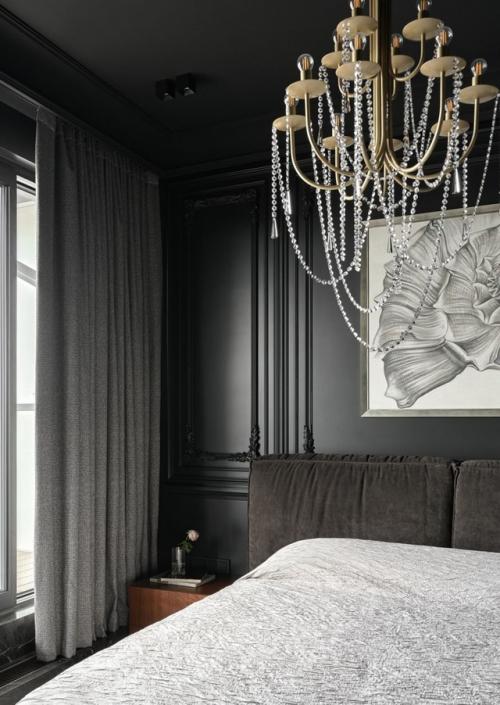 Реализованный интерьер черной квартиры, площадью 77 кв. 03