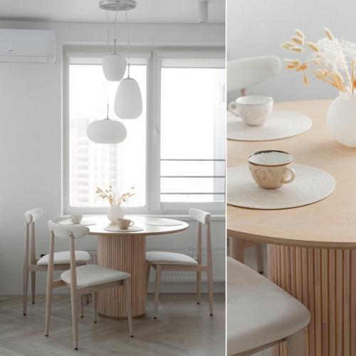 Скандинавский интерьер кухни - гостиной в Новосибирске. 02