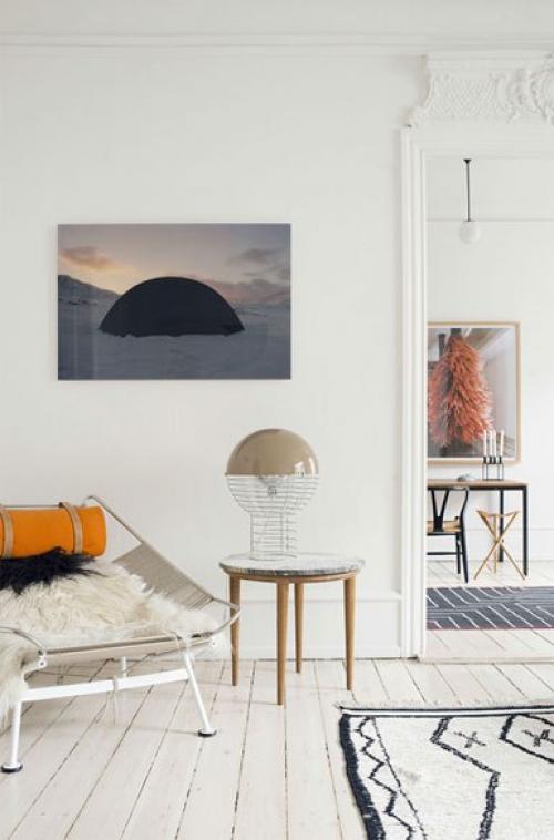 Скандинавский интерьер.   Светлая, просторная квартира в Копенгагене. 01