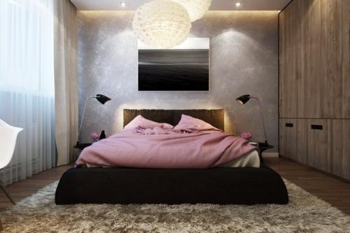 Посмотрите на темный интерьер спальни, он создает мягкую и приватную обстановку. 01