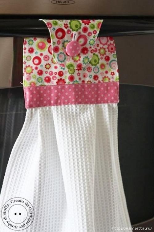 Мы шьем кухонное полотенце с практичной застежкой. 02