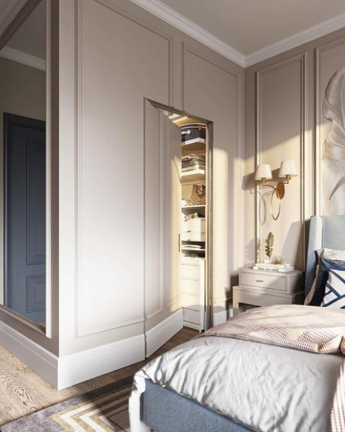 Фантастическая спальня с эффектным панно за изголовьем кровати, изысканные аксессуары и конечно же потрясающий текстиль. 06