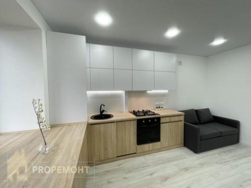 Квартира с современным дизайнерским ремонтом, с использованием натурального дерева в интерьере. 01