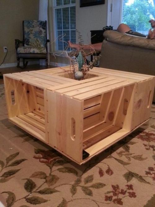 Журнальные столики из деревянных ящиков. 04