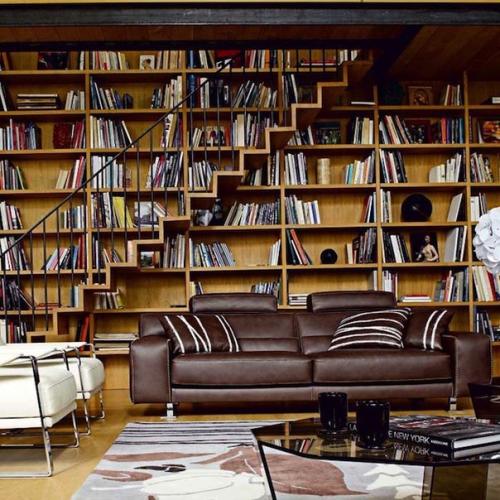 Домашняя библиотека в современном интерьере. 08