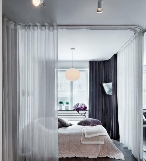 Лучшие варианты зонирования с помощью штор. 03
