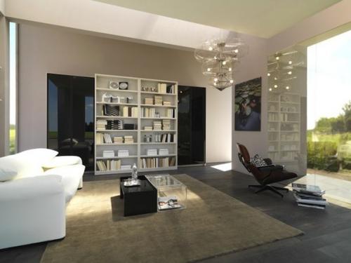 Домашняя библиотека в современном интерьере. 02