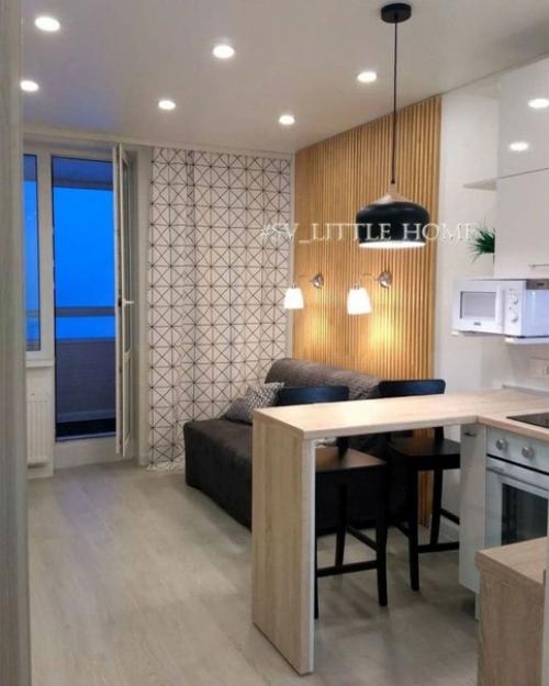 В маленьких квартирах, студиях кухни - гостиные дают уникальную возможность создать интерьер по своему вкусу. 01