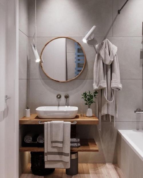 Дизайн - проект ванной комнаты в сером цвете. 02