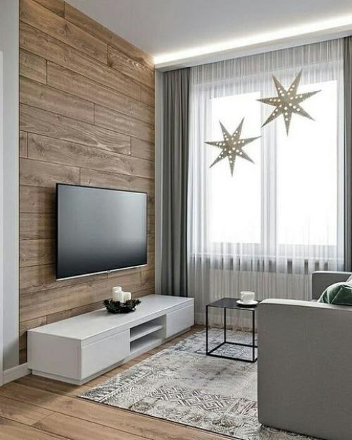 Интересные идеи, как оформить стену с телевизором. 05