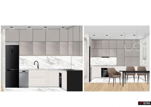 Ооочень большая кухня гостиная + балкон с элементами классики! 01