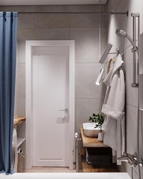 Дизайн - проект ванной комнаты в сером цвете. 01