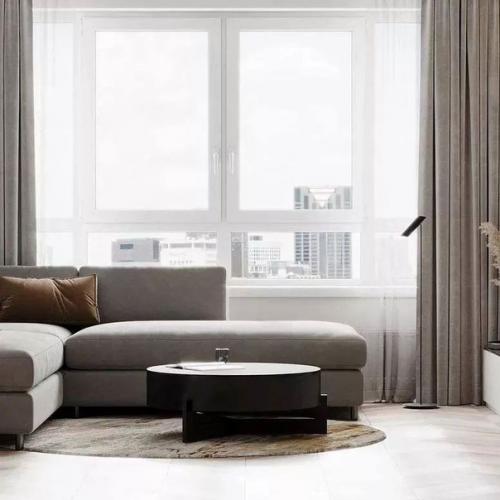 Объединённое пространство кухни - гостиной площадью 25 кв. 06