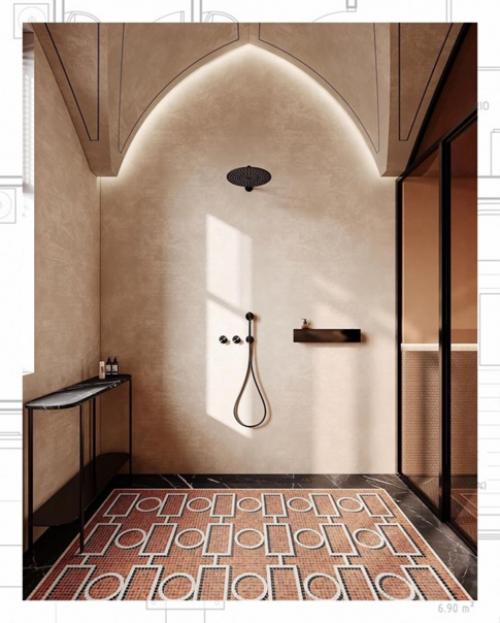 Интерьер ванной комнаты в стиле марокканский лофт. 02