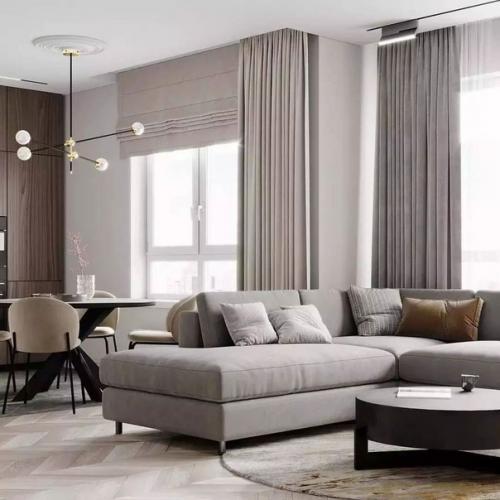 Объединённое пространство кухни - гостиной площадью 25 кв. 05