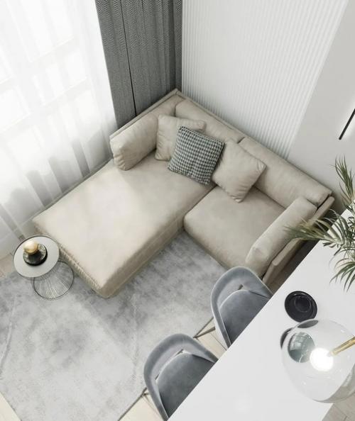 Нежный, воздушный интерьер кухни - гостиной. 03