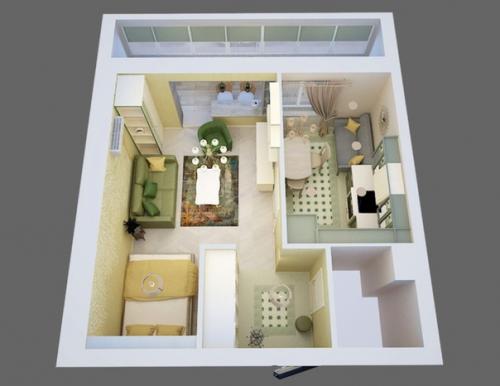 Спокойный, уютный интерьер однокомнатной квартиры площадью 38 кв. 09