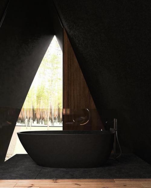 Стильный домик.  Даже ель умудрились вписать в крышу. 06