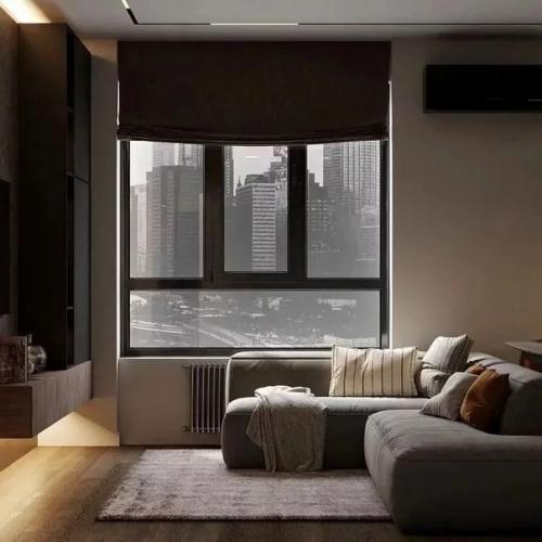 Благодаря насыщенности и глубине цвета этот интерьер кухни - гостиной площадью 25 кв. 03