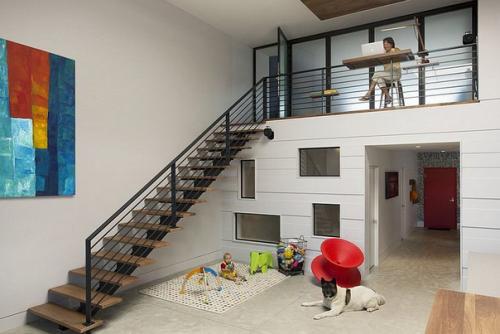 Стиль лофт в интерьере семейных апартаментов в бостоне от студии Zeroenergy Design. 05