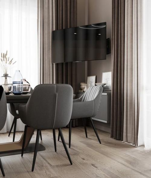 Лаконичный строгий интерьер в теплых природных тонах. 03