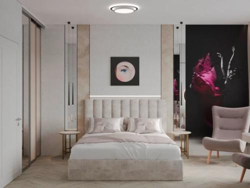Светлая спальня в современном стиле для девушки из Санкт-петербурга. 01